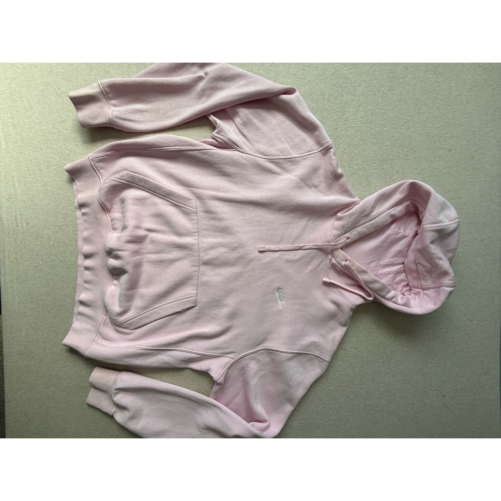 Nike Sportswear Essential Fleece Hoodie Light Pink Embroidered Swoosh Medium